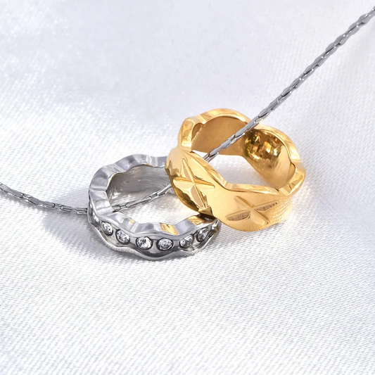 Double Ring Wind Irregular Ring Necklace