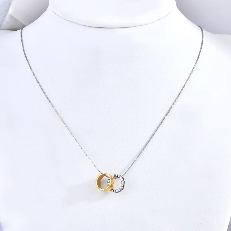 Double Ring Wind Irregular Ring Necklace